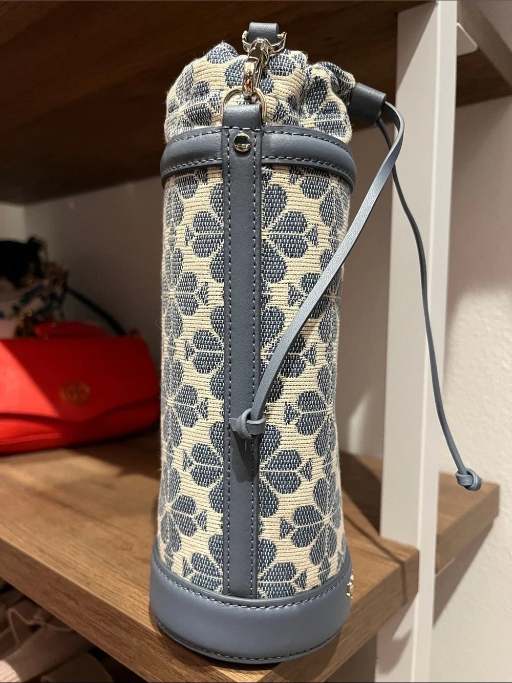 Kate Spade Spade Flower Jacquard Water Bottle Crossbody Holder Light Blue